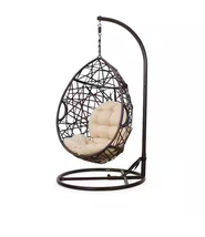 Stefanie Patio Swing Chair Brown Wicker With Beige Cushion - $276.17