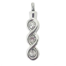 Stainless Steel Infinity Cubic Zirconia Cremation Urn Pendant w/20-inch Necklace - £73.06 GBP