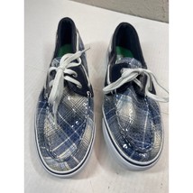 Sperry Top Sider Womens Navy White Sequin Lace Up Flat Loafer Boat Shoe ... - $652.13 MXN