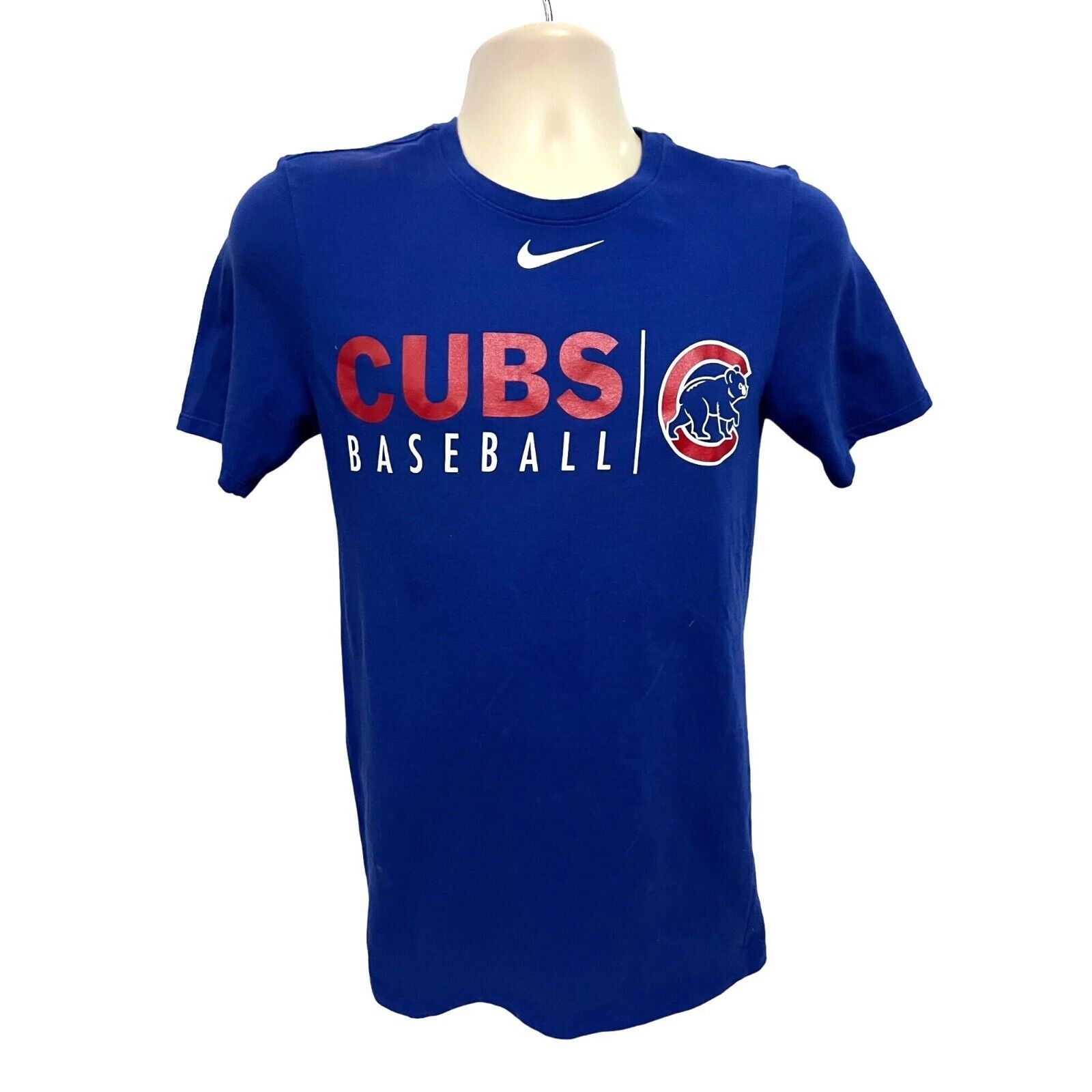 The Nike Tee Dri-Fit Chicago Cubs MLB Baseball Blue Graphic Tee Small Stretch - $19.79