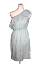 Old Navy Dress Size X-Small XS Open Shoulder Ruffle Chambray Blue Mid Length - £18.02 GBP