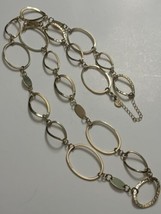Liz Claiborne Gold Tone Oval Link Hammered Necklace 42 Inch - £11.74 GBP