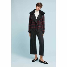 New Anthropologie Plaid Shearling Moto Jacket by Greylin $225 SMALL  - $1,884.61 MXN