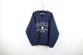 Vintage 90s Streetwear Mens XL Distressed Spell Out Myrtle Beach Golf Sweatshirt - £31.61 GBP