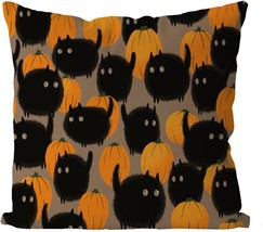 Halloween Pillow Covers 18x18 Inch Halloween Pumpkin Cat Linen Pillowcase Holida - £19.82 GBP