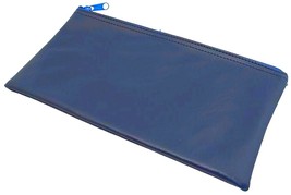 ZIPPER Cash &amp; Coin MONEY deposit Bank BAG 11&quot; x 6&quot; Blue Vinyl Pouch Coin... - $431.74 MXN