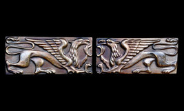 Templar Crusader Lions Sculpture Tiles (set of 2) in Dark Bronze finish ... - $19.79