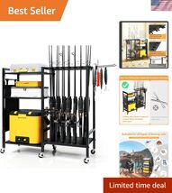 16-Rod Fishing Rod Holder for Garage, Fishing Pole Rack Cart Fit All Fis... - $143.40