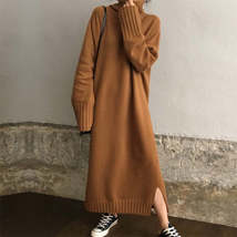 Pullover Knitted Long Sweater Dress Winter - £20.47 GBP