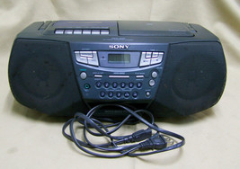 Sony Boombox AM FM Radio CD Cassette-corder Player Silver Portable CFD-S... - $39.59