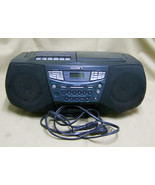 Sony Boombox AM FM Radio CD Cassette-corder Player Silver Portable CFD-S... - $54.02 CAD