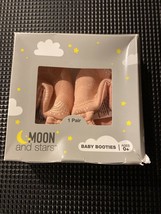 Moon &amp; Stars Baby Booties Pink Rainbows 1 Pair U26C - £7.24 GBP