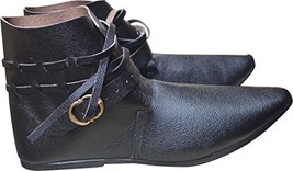 Allbeststuff Men&#39;s Hand Made Medieval Leather Shoes 7 Black - £54.59 GBP