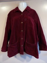 Classic Elements Jacket Women’s 24/26W Red Corduroy Button Up Long Sleeve - £19.00 GBP