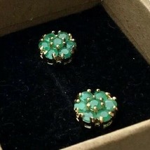 Brand NEW Ross-Simons Genuine Emerald Stud Fleur Cluster Earrings,18k Vermeil - £110.63 GBP