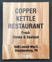 Copper Kettle Restaurant Matchbook Seafood Chambersburg PA Full 20 Unstruck - £7.33 GBP