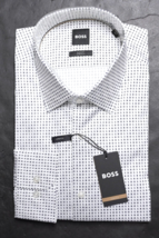 Made In Italy Hugo Boss Men Hank Kent Slim Stretch Cotton Dress Shirt 44 17.5 - $69.28