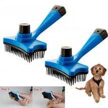 2 Pc Pet Brush Set Self Cleaning Sliding Dog Nail Clippers Comb Reduces ... - £18.37 GBP