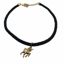 Unicorn Necklace Pendant on Black Cord Vintage Fantasy Retro Jewelry - £11.86 GBP