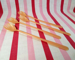 Darling 1950&#39;s Tupperware Millionaire Line 4pc Peachy Pink Spoon/Fork Lo... - £7.81 GBP