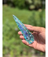 AAA Blue Aqua Angel Aura Obsidian Arrowhead 5.5–6&quot; | Handmade Crystal Gift - $26.72