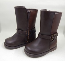 Gymboree Cosmic Club Two Tone Brown Faux Leather Riding Boots Toddler Size 4 - $18.99
