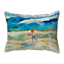 Betsy Drake Boy and Ball Small Indoor Outdoor Pillow 11x14 - £38.93 GBP