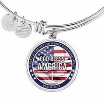 Express Your Love Gifts God Bless America Flag Stainless Steel or 18k Gold Circl - £24.09 GBP