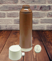 VTG Thermos Brand Plastic &amp; Glass Hot &amp; Cold Vacuum Bottle Quart Brown T... - $18.46