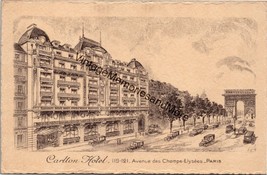Carlton Hotel Paris Vintage Postcard PC320 - £19.95 GBP