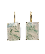 14k Yellow Gold 15.14 Carat TW Moss Genuine Natural Agate Drop Earrings ... - €777,28 EUR