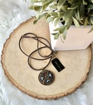 Cookie Lee Removable Circle Gold Pendant Necklace Boho Leather Cord Rope... - £17.75 GBP