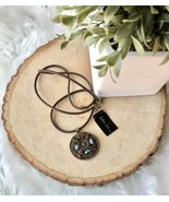 Cookie Lee Removable Circle Gold Pendant Necklace Boho Leather Cord Rope... - £18.08 GBP