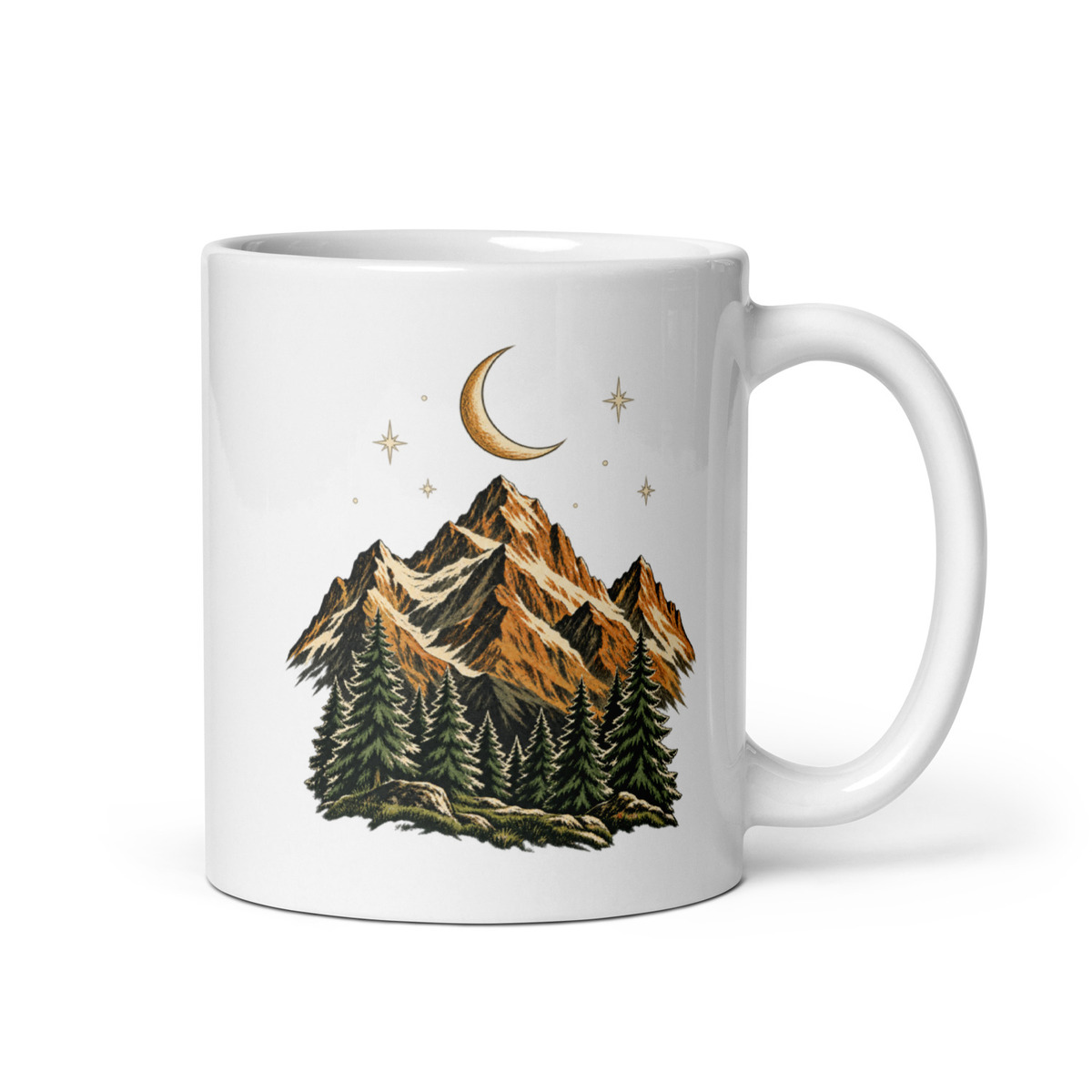 Digital mockup of Mountain Moon Mug 11 oz - Hiking Outdoor Night Gift