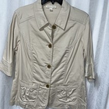 Coldwater Creek Women&#39;s Jacket Khaki 3/4 Length Sleeve Jacket Size 12 - £9.46 GBP