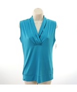 Carole Little Womens Shawl V-Neck Tank Top Sleeveless Tunic M Medium Blu... - $26.76