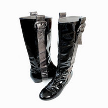 $575 THEORY Black Patent Leather Riding Boots WOMENS SIZE 5 | 36 Eur *LO... - £148.30 GBP