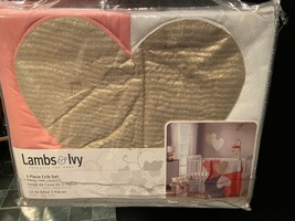 Lambs &amp; Ivy Girl&#39;s Dawn Collection (Hearts) 3 Piece Crib Set  *NEW* o1 - £26.15 GBP