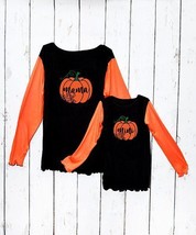 $59 Beary Basics Black &amp; Orange Pumpkin &#39;Mama&#39;/&#39;Mini&#39; Long-Sleeve Tee 2 ... - £6.80 GBP