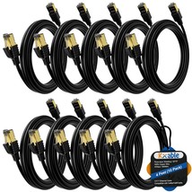 Cat 7 Ethernet Cable 4 Feet (10 Pack), Multi Pack High Speed Internet Cord, Cat7 - £38.39 GBP