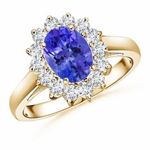 ANGARA Princess Diana Inspired Tanzanite Ring with Diamond Halo - £1,433.14 GBP