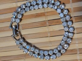 Signed Weiss Vintage Crystal Double Tennis Bracelet  - £39.47 GBP
