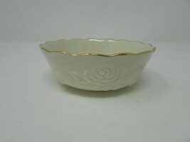 LENOX ROSE BLOSSOM BOWL W/RIBBON PATTERN 5.5&quot;  24 KT RIM - £7.70 GBP