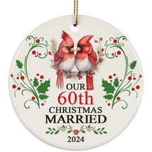 Our 60th Years Christmas Married Ornament Gift 60 Anniversary Cardinal Couple - £11.59 GBP