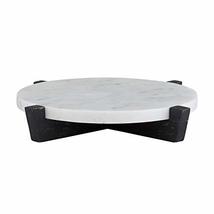 Santa Barbara Design Studio Table Sugar Round Marble Tray with Mango Wood Stand, - £31.91 GBP