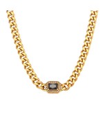 High Quality 18K Gold Plated Cuban Chain AAA Natural Zircon Necklaces Br... - £24.27 GBP