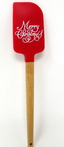Merry Christmas Red Spatula Silicone White Wood Handle 8 3/4&quot; Kitchen Sc... - $10.88