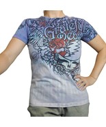 Womens Grateful Dead Tiedye Fitted Tshirt Blue Dead Flowers Medium - $38.61