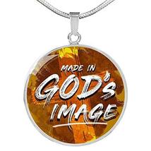 Express Your Love Gifts God&#39;s Image Circle Necklace Engraved Stainless Steel 18- - £47.44 GBP