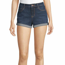 Arizona Women&#39;s Juniors Denim Shortie Shorts Size 9 Dark Aerial Color NEW - £16.03 GBP